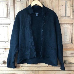 Eileen Fisher Black Wool Blazer Sweater